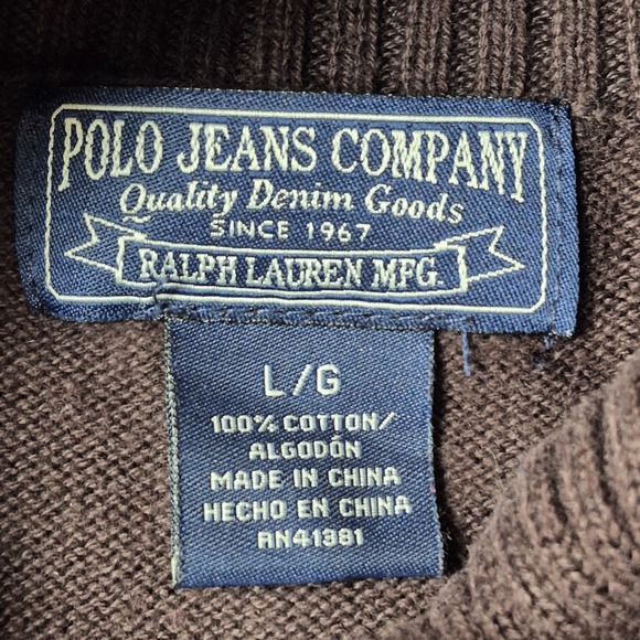 VTG Polo Jeans Company Ralph Lauren Turtleneck‎ Sweater Brown Knit Women's L - Picture 5 of 5